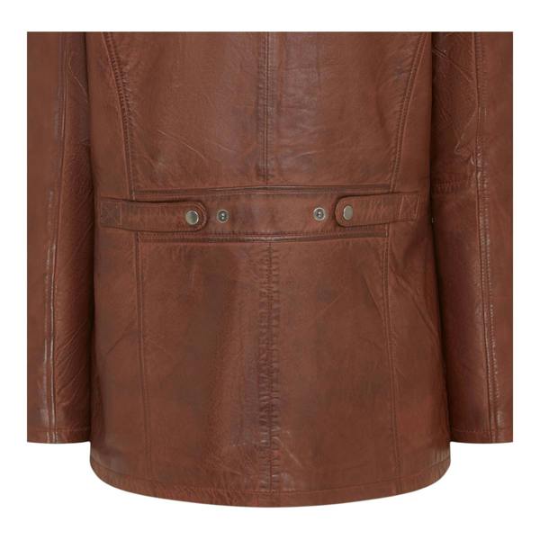 Infinity Leather Men’s Leather Military Jacket Outwear Trenchcoat - Field