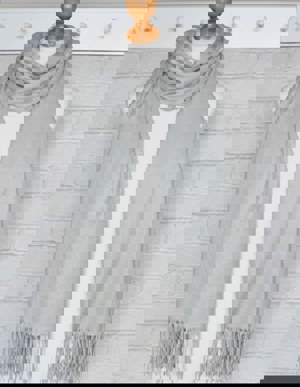 Antonia York Silver Grey Pashmina | Drew Super Soft Large Special Occasion Wrap with Tassels