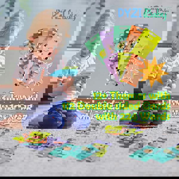 Dyzi 224 Words Talking Flash Cards Preschool Learning Toy 2-6 Yrs Toddler Blue/Pink