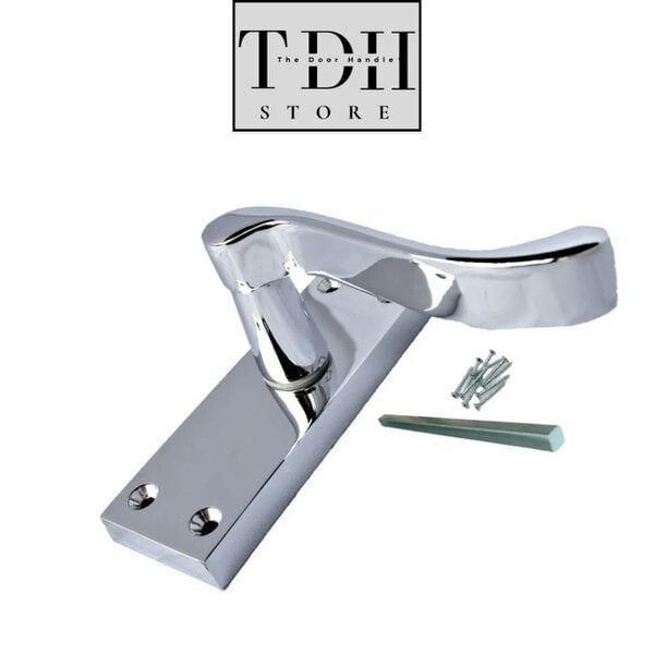 EDH Door Hardware Modern Victorian Chrome Door Handles, Victorian Scroll Lever Latch Door Handles
