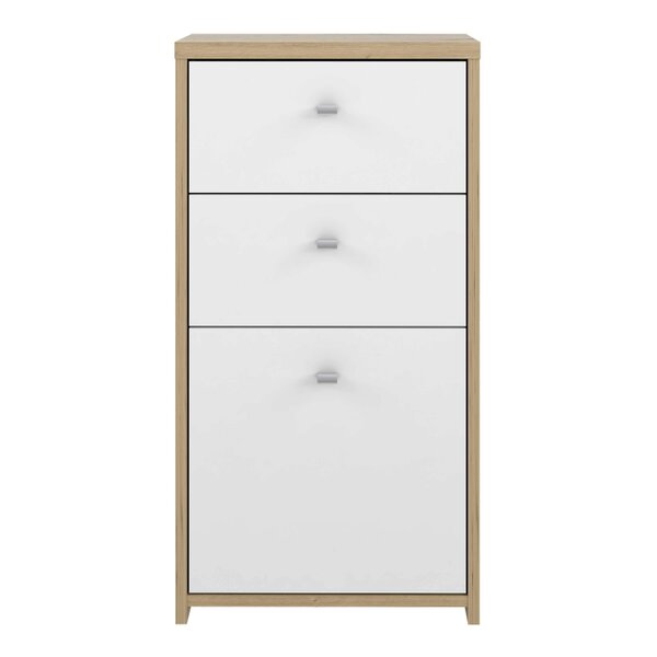 Wyld Haus Willowmere White and Natural Artisan Wood Chest Storage Cabinet 2 Drawers 1 Door