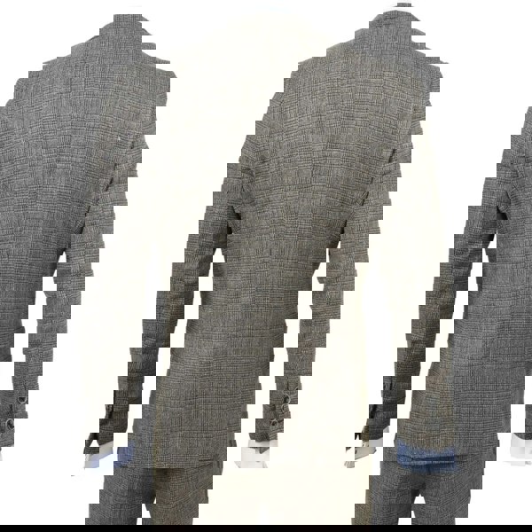 Robert Simon Parker - Men's Tan Brown Classic Check Slim Fit 3 Piece Suit