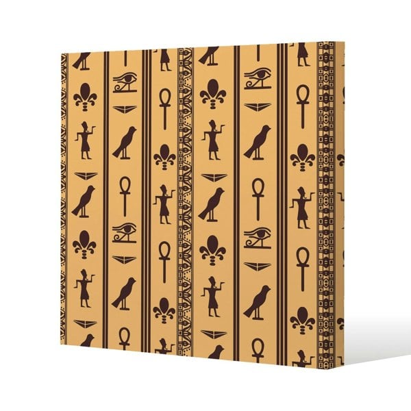 Benjamin Tate Design Eye of Horus, Pharaoh, Flowers, Pyramid, Bird, Ankh Slim Style Canvas Print  30x30cm , 15mm Slim Real wood.