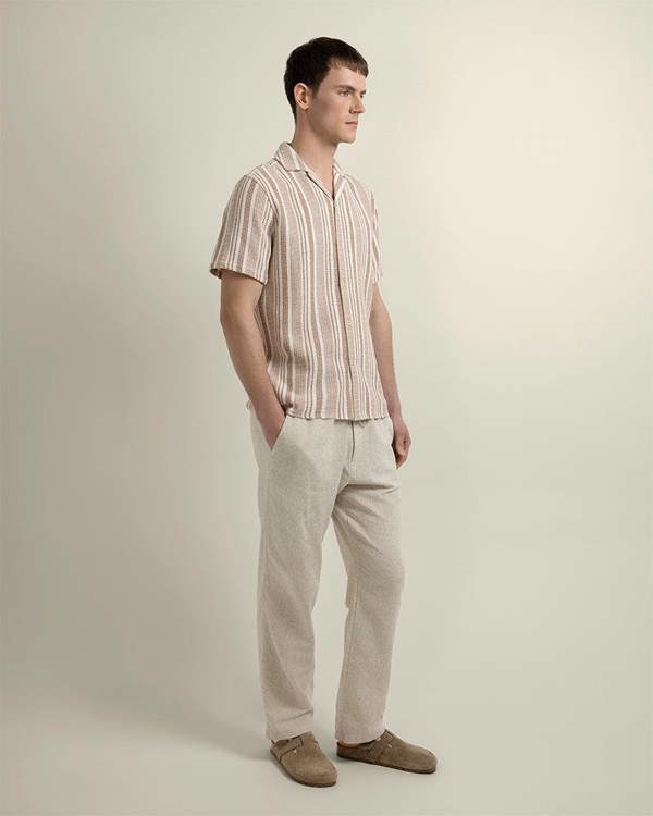 Larsson & Co Olsen - Waffle Stripe Short Sleeve Shirt