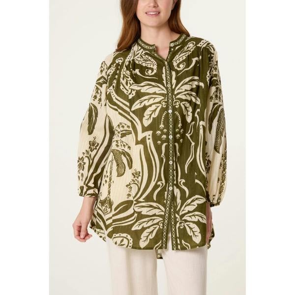 Blue Vanilla Tropical Lurex Oversized Shirt