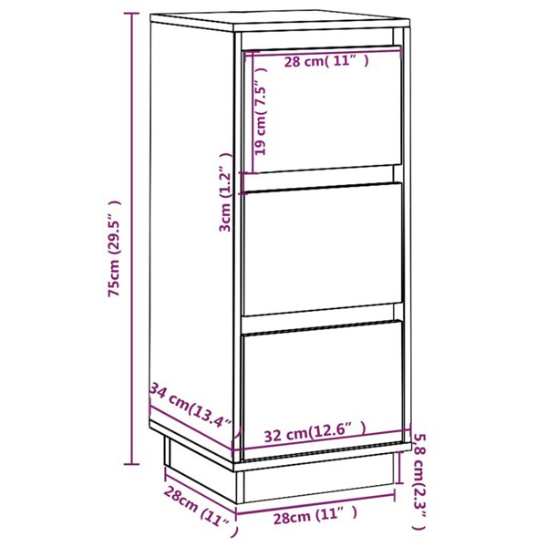 Berkfield Sideboards 2 pcs White 32x34x75 cm Solid Wood Pine
