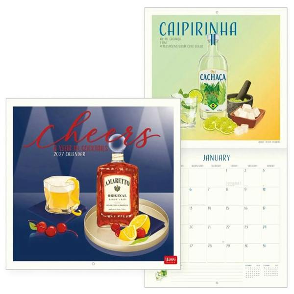 Cheers, A Year in Cocktails Calendar 2027, Wall Calendars, Month To View, Lifestyle, Gift