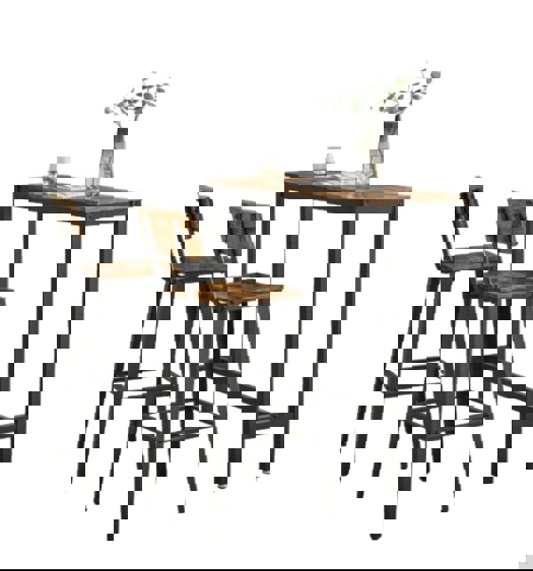 Modcraft Bar Stool Set of 2 Rustic Brown & Black Industrial Kitchen Chairs with Backrest & Footrest