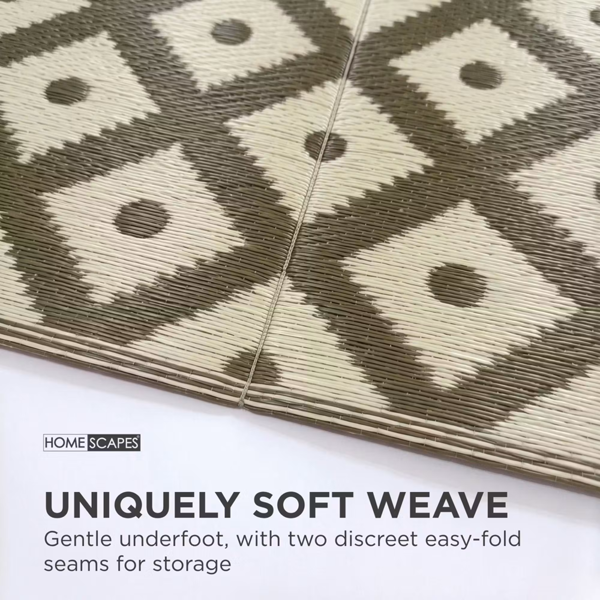 HOMESCAPES Outdoor Rug Luxury Waterproof Reversible Recycled, For Garden, May Geometric