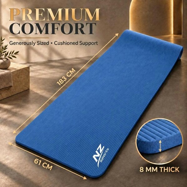 Night Zone 8mm NBR Yoga & Exercise Mat – Cushioned Latex-Free Fitness Mat