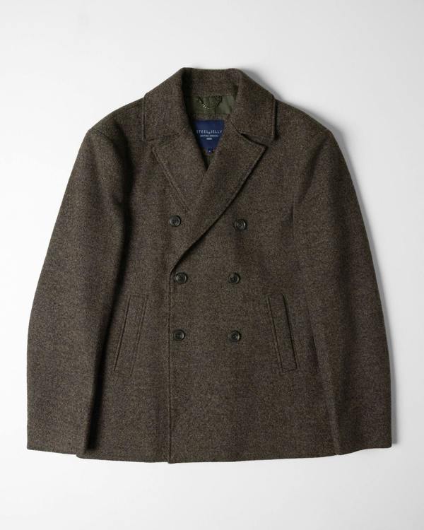 Steel & Jelly Albany - Brown Wool Mix Double-Breasted Peacoat
