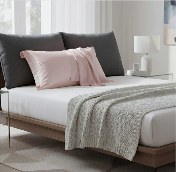 Anyhouz Pillowcase 50x75cm Pink Natural Mulberry Silk For Comfortable And Relaxing Home Bed