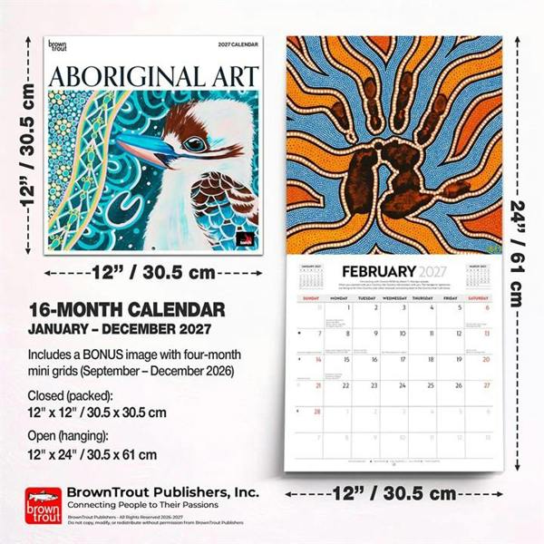 Aboriginal Art Calendar 2027, Wall Calendars, Month To View, Art, Gift