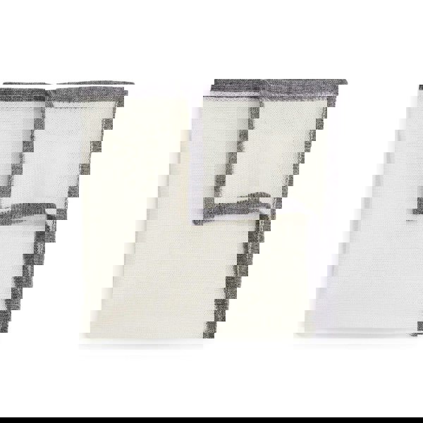 Boss Contrast Detail Pocket Square - White/Grey