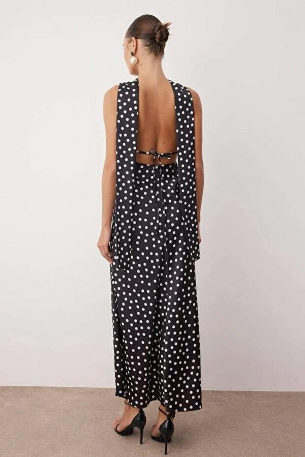 Hoxton Gal Maxi Satin Evening Dress with Shawl Detail
