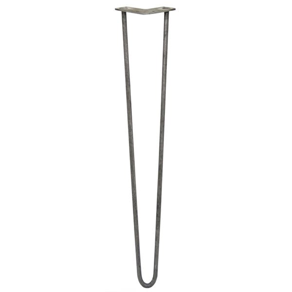 SkiSki 4 x 28" Hairpin Legs - 2 Prong - 12mm - Raw Steel