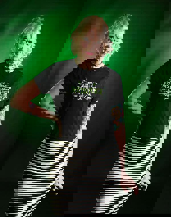 Beetlejuice Womens Black Beetlejuice Logo Crop Top Cropped Short Sleeved T-Shirt