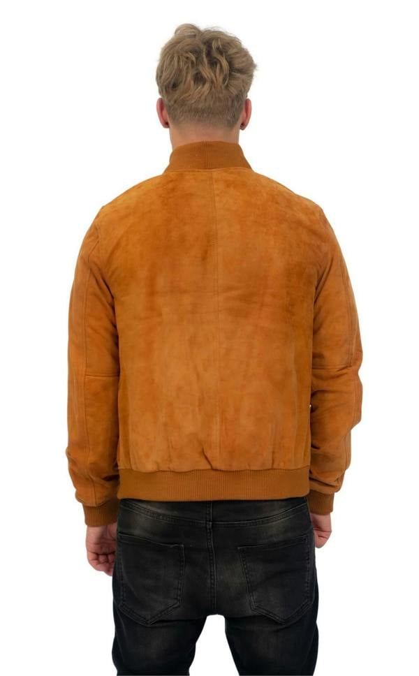 Infinity Leather Mens Retro Goat Suede Varsity Leather Bomber Jacket-Athens