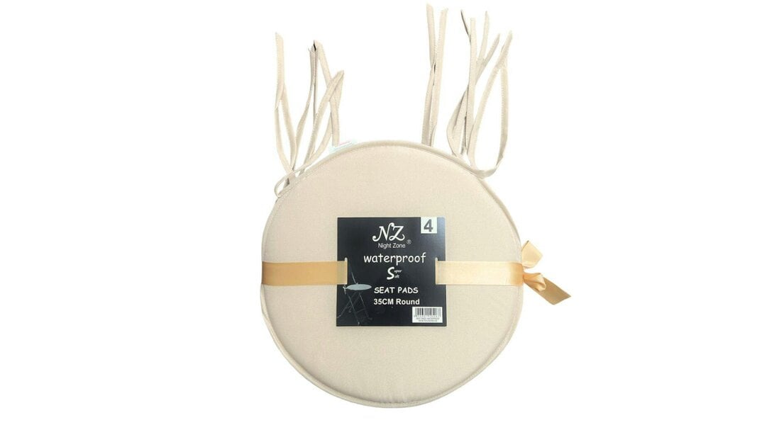 Night Zone Waterproof Round Seat Cushion 35 cm – Indoor & Outdoor Garden Patio Chair Pad - Beige