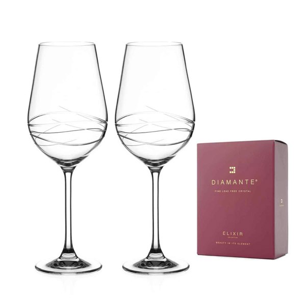 Diamante Venice Crystal Red Wine Glasses - Set of 2