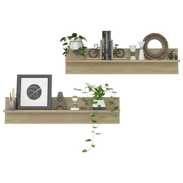 Berkfield Wall Shelf 2 pcs Sonoma Oak 80x11.5x18 cm Engineered Wood