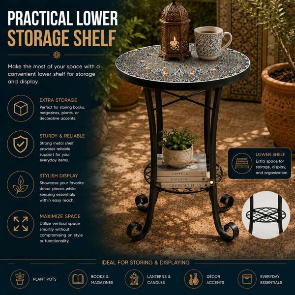 35cm Cairo Mosaic Plant Stand/Side Table image 11