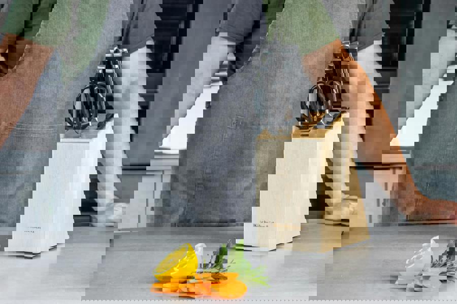 KitchenAid Classic 6-Piece Knife Set with Block, Sharp High-Carbon Japanese Steel Kitchen Knives and Birch Holder