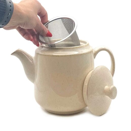 Scandi Home Frederiksberg 1L Ceramic Teapot with Stainless Steel Infuser, Cream Reactive Glaze