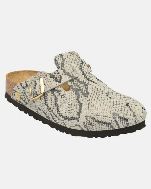Birkenstock Boston Rivet Logo Womens Clogs - Snake Oyster