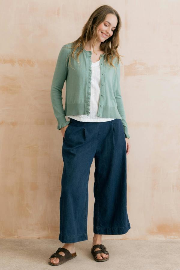 Lily & Me Lauren Ruffle Outfitter Cardigan Ocean