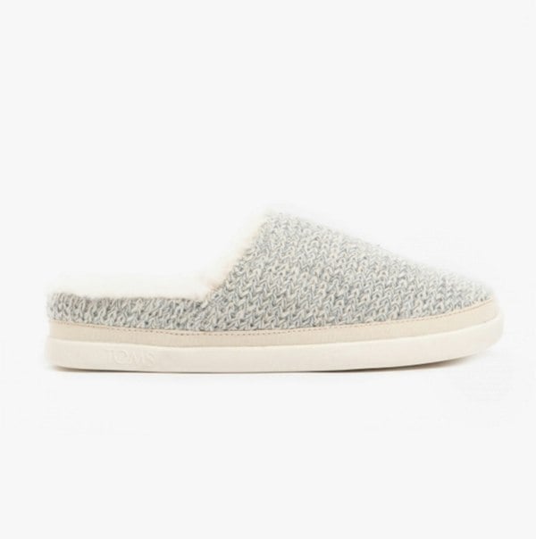 TOMS SAGE Womens Knitted Mule Slippers White