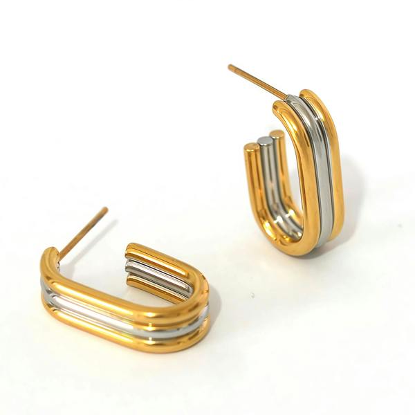 Elk & Bloom Chunky Two-Tone Gold Ringed Hoops