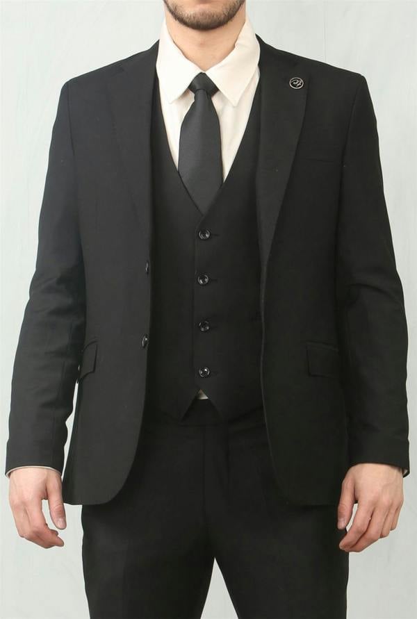Infinity Leather Men's Black 3 Piece Formal Classic Prom Suit Workwear