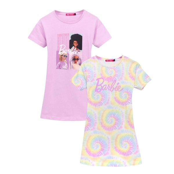 Barbie Girls Open Back T-Shirt Dress (Pack of 2) - Multicoloured