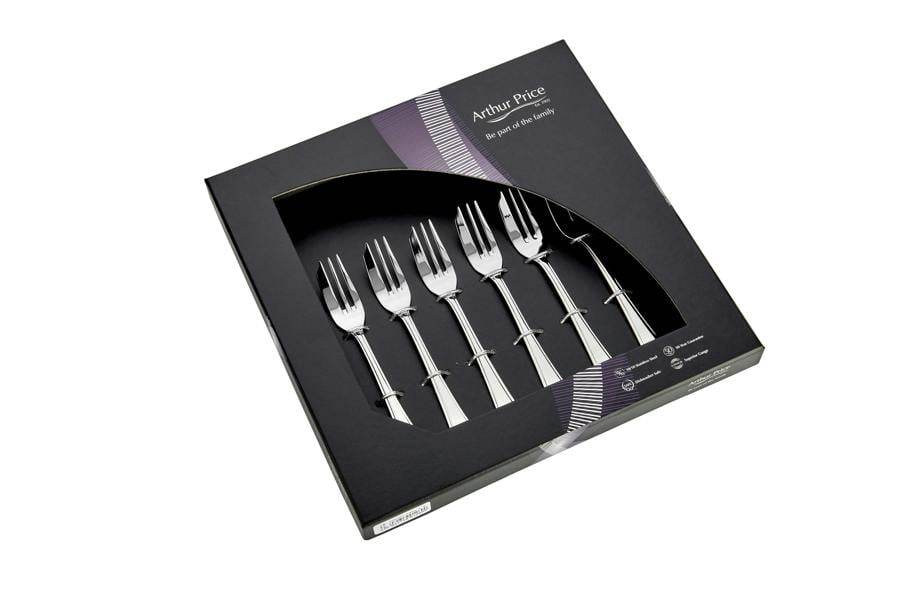 Arthur Price 'Grecian' Stainless Steel Gift Boxed Set of 6 Pastry Forks