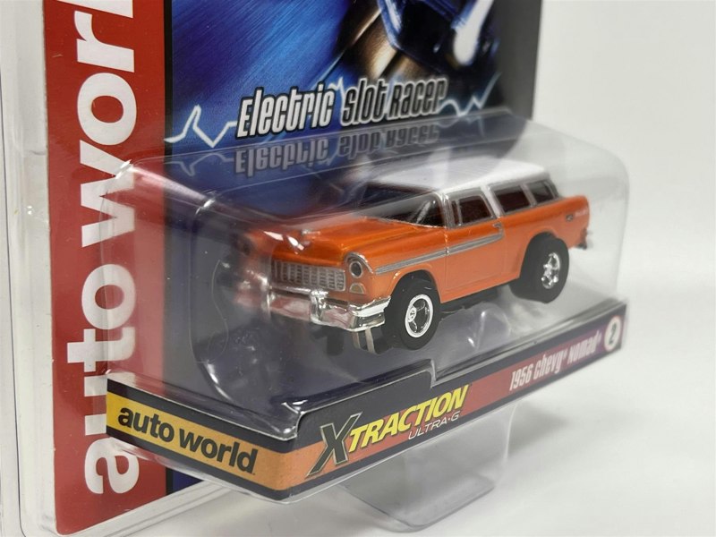 Auto World Slot Cars 1956 Chevy Nomad Orange X Traction Flame Throwers HO Scale SC366-2