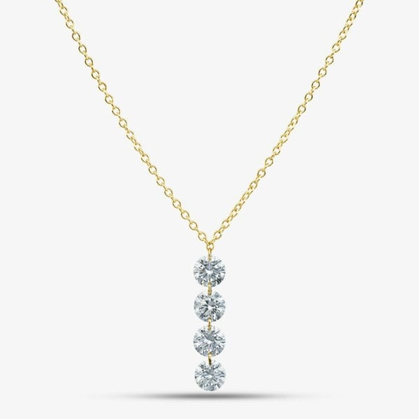 T. H. Baker 9ct Yellow Gold 1.00ct Lab Grown Diamond Four Drop Pendant Necklace LGN47032-100