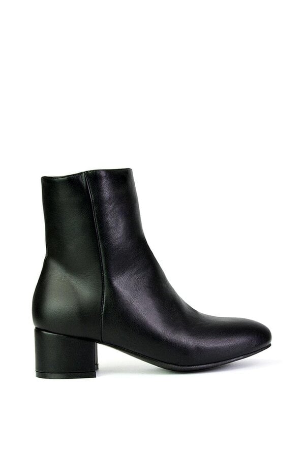 XY LONDON Mid Block Heel Ankle Boots With Inside Zip