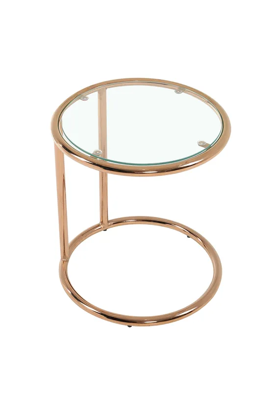 Living and Home Clear Tempered Glass Round Side Table with Metal Base