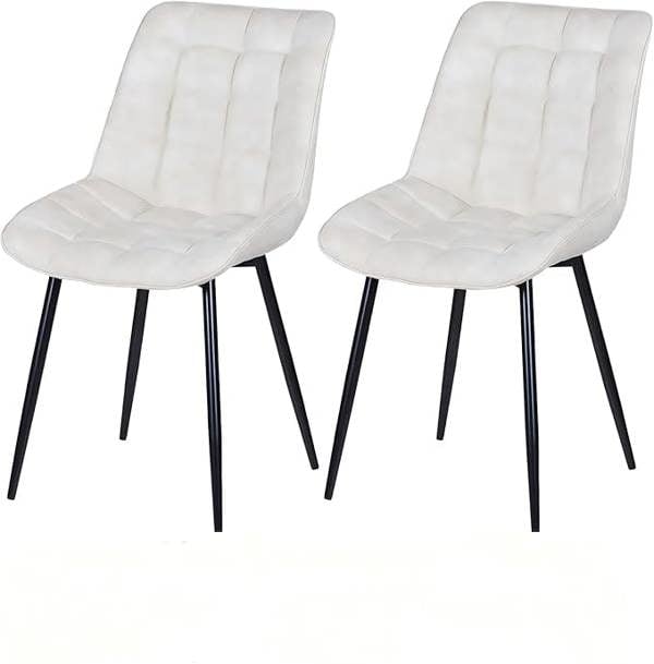 Set of 2 Suede Effect Upholstered Dining Chairs Accent Chair Alba
