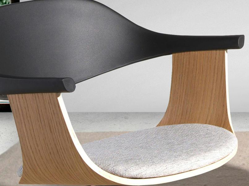 Angel Cerdá Swivel office chair in light grey fabric and black pvc 4130
