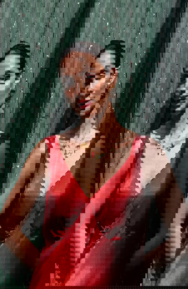 Rewritten London Amelia Midi Dress in Chilli Red