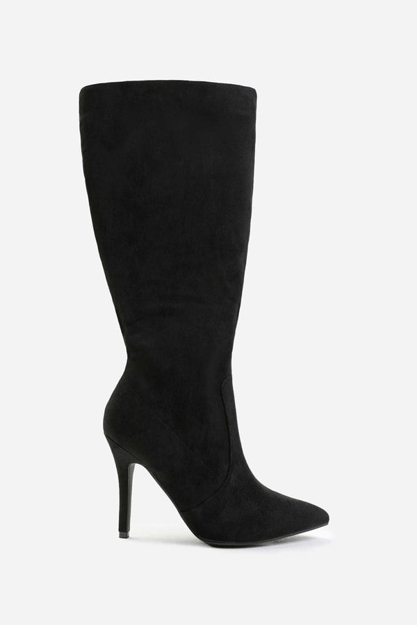 Where's That From Remi High Heel Calf Boot in Black Suede