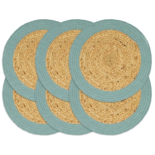 Berkfield Placemats 6 pcs Natural and Green 38 cm Jute and Cotton