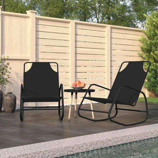 Berkfield Rocking Sun Loungers 2 pcs Black Steel and Textilene