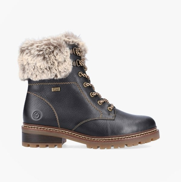 Remonte D0B74-01 Womens Fur Ankle Boots Black