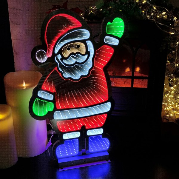 Samuel Alexander 56cm Infinity Light up Standing Santa Christmas Decoration with Multi-Coloured LEDs on Metal Base