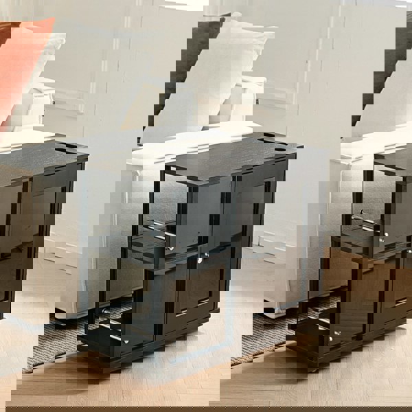 Aglaea Side Table With Storage, Black-Weilai Concept-Weilai Concept