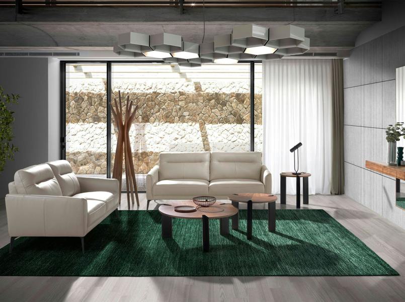 Angel Cerdá Round Coffee Table Walnut and Black Steel 2113
