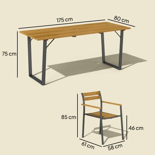 Wyld Haus Mafi 6 Seater Wood Panel Outdoor Dining Set Slatted Design
